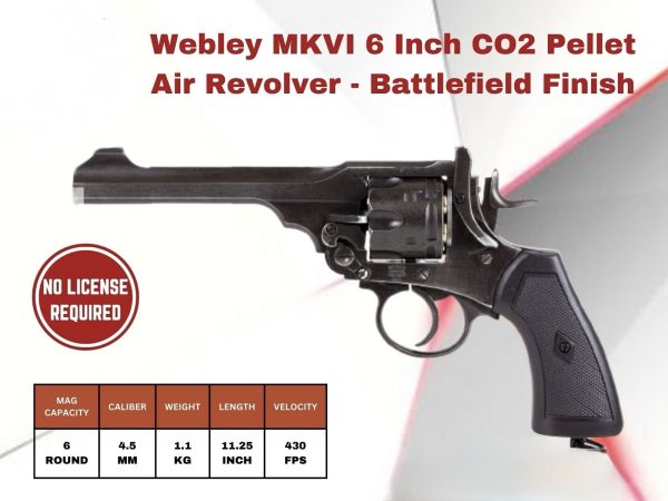 Webley MKVI 6 Inch CO2 metal bb Air Revolver - Battlefield Finish - Image 3